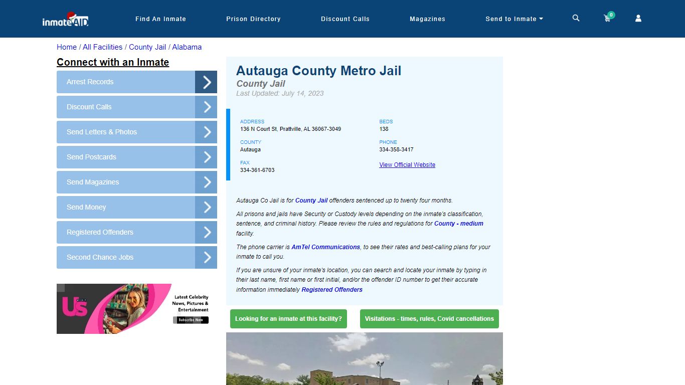 Autauga County Metro Jail - Inmate Locator - Prattville, AL
